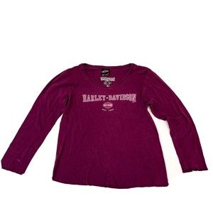 Harley Davidson Womens Long Sleeve Shirt Pink Orange County Irvine California XL